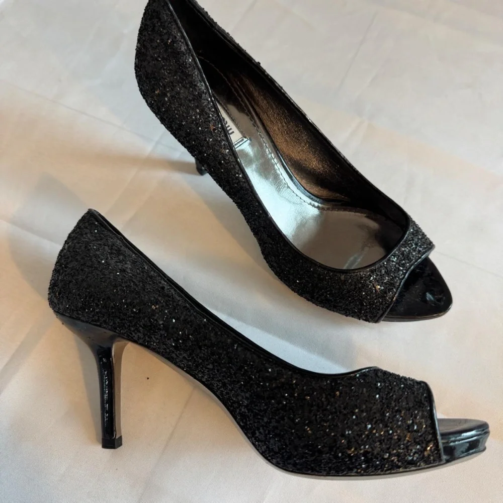 Vintage Miu Miu Sparkly Embellished Glitter Black Heels